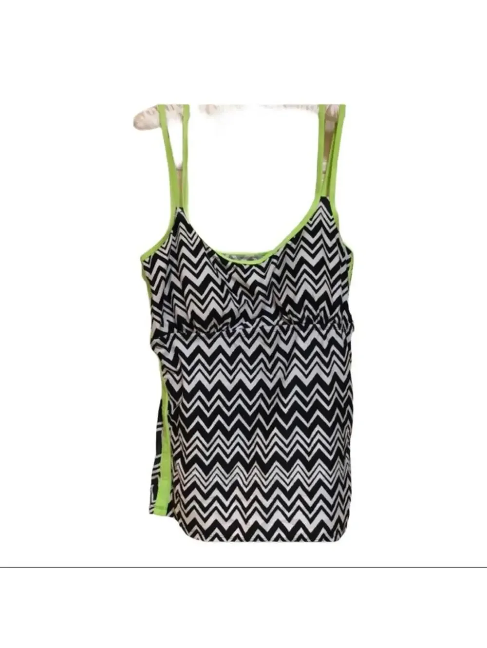 Gossip | Black & Neon Green Swim Top Only | Size XL | 0844